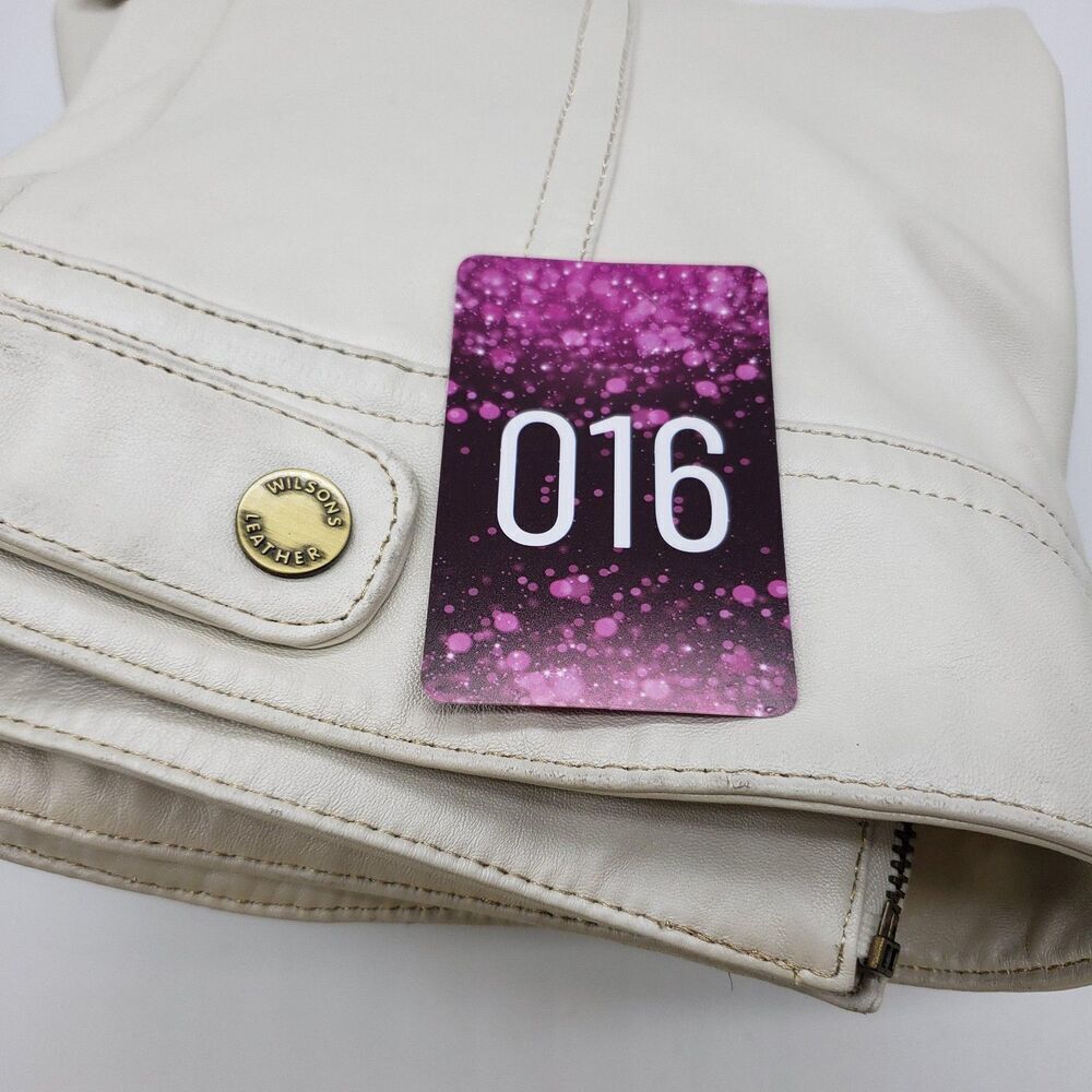 Wilsons Leather Pelle Studio Jacket Womens Small Ivory Genuine Leather Zip Front - Picture 11 of 11